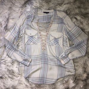 ‼️3 for $25 deal‼️ 
Plaid lace up tie top